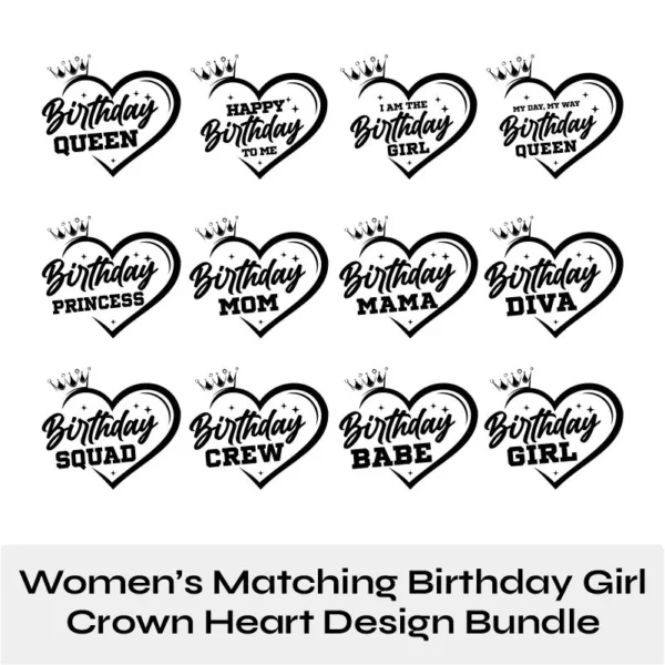 12 Women’s Matching Birthday Queen Design Happy Birthday To Me