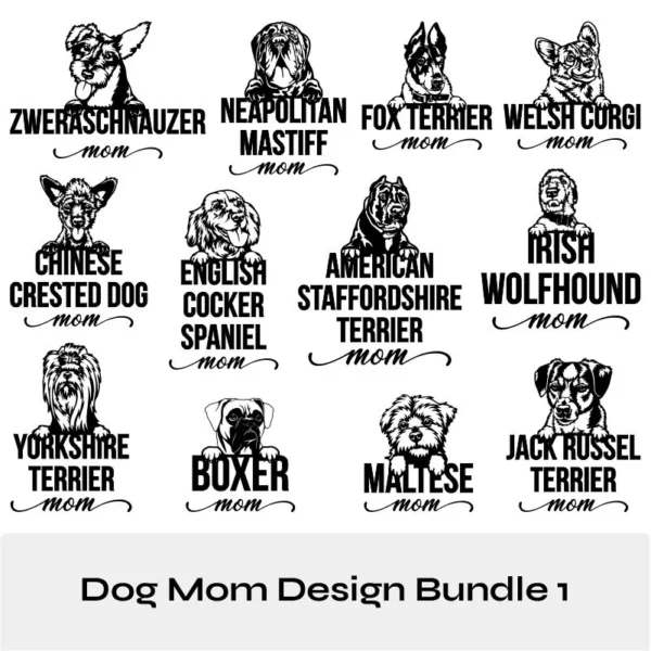 Dog Mom SVG Bundle 1 - Dog Breed SVG - Peeping Dog Face SVG - Dog SVG Bundle