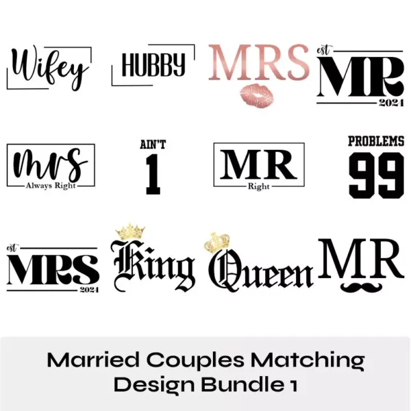 Married Couples Matching SVG Bundle